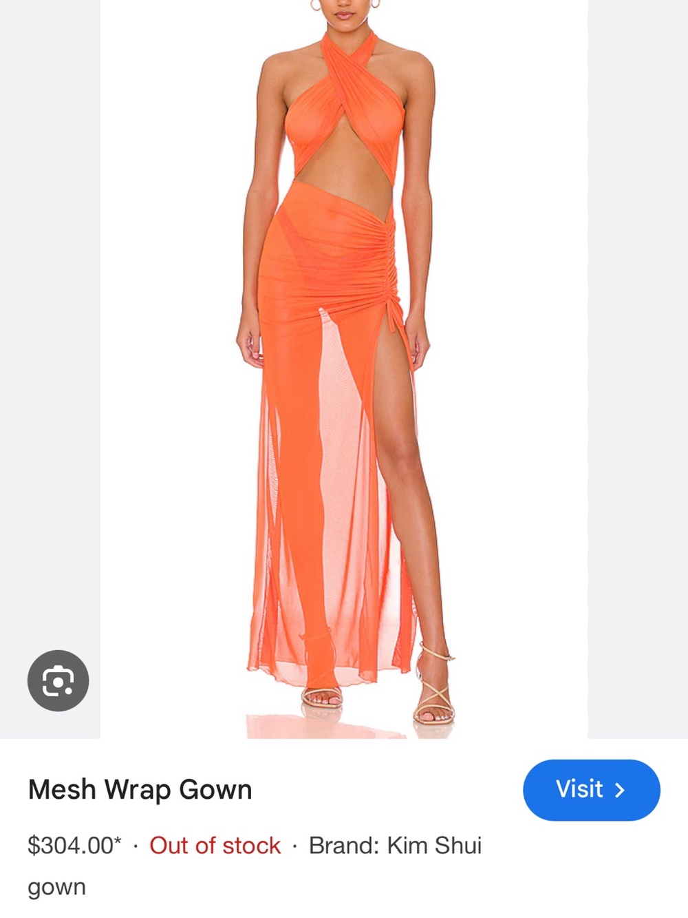 Rare! Never worn. Kim Shui Neon Orange Mesh Wrap Maxi Dress